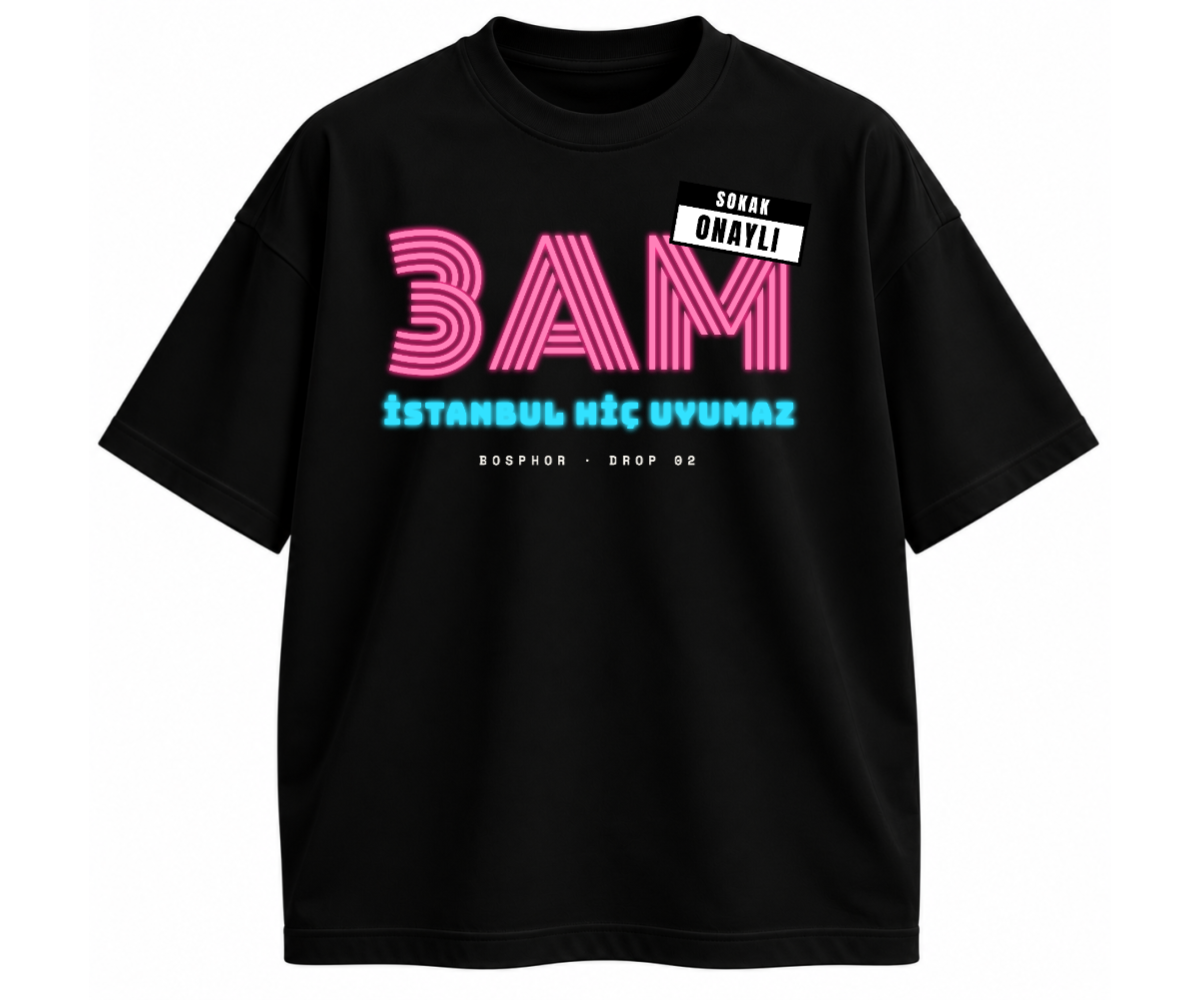 3AM NEON Tişört - Siyah