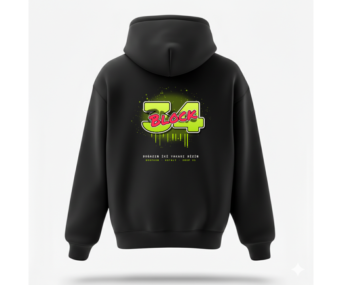 34 BLOCK Hoodie - Siyah Arka